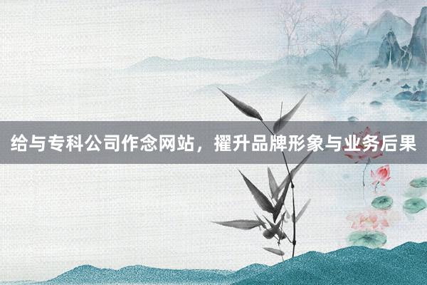给与专科公司作念网站，擢升品牌形象与业务后果